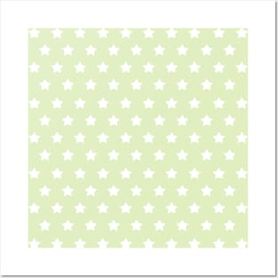 Mint Green White Star Pastel Color Pattern Posters and Art